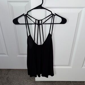 Express Black Strappy Back Tank Top | Size S | Open Back Detail